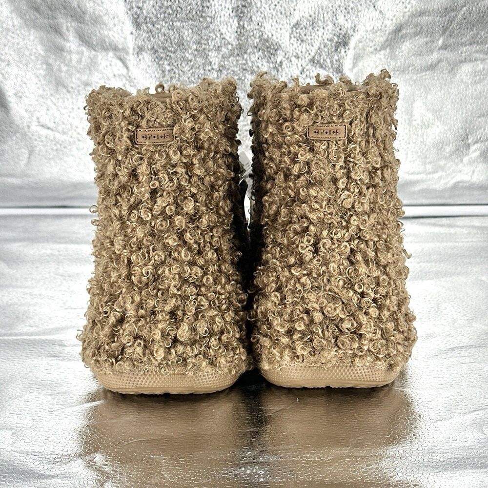 CROCS CRUSH DOODLE FUR Pull On Winter Ankle Boots Womens Size 8 Mens 6 - Picture 6 of 11